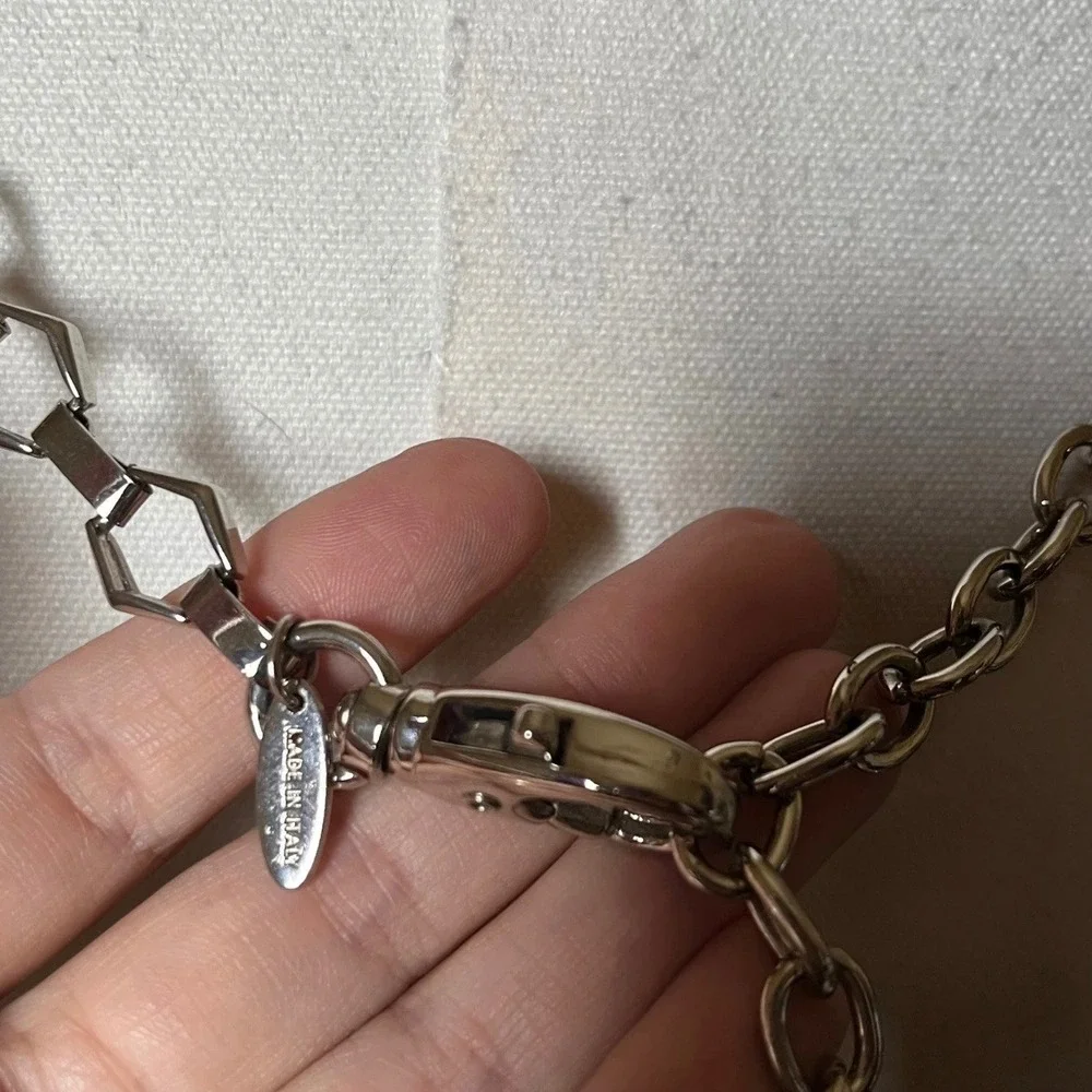 NY&Co Italy Silver Hex Link Belt‎ Necklace Convertible  Chain 30–39